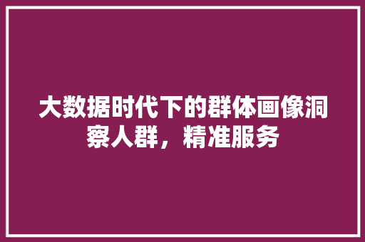 大数据时代下的群体画像洞察人群，精准服务  第1张