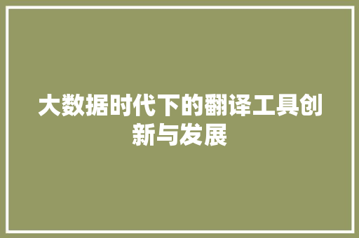 大数据时代下的翻译工具创新与发展  第1张