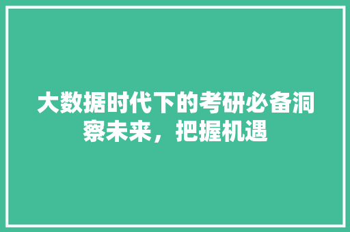 大数据时代下的考研必备洞察未来，把握机遇