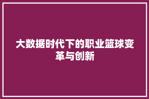大数据时代下的职业篮球变革与创新  第1张