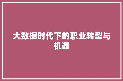 大数据时代下的职业转型与机遇  第1张