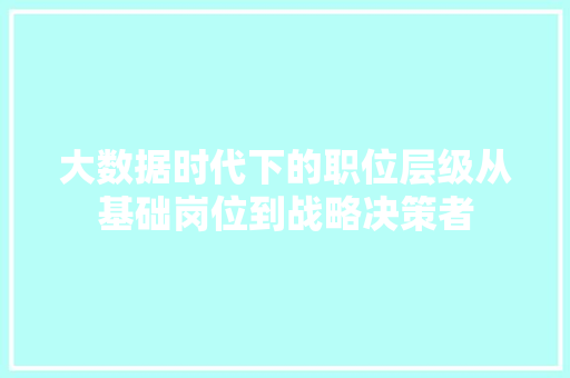 大数据时代下的职位层级从基础岗位到战略决策者  第1张