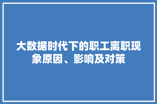 大数据时代下的职工离职现象原因、影响及对策
