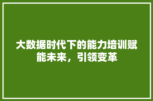 大数据时代下的能力培训赋能未来，引领变革  第1张
