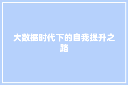 大数据时代下的自我提升之路  第1张