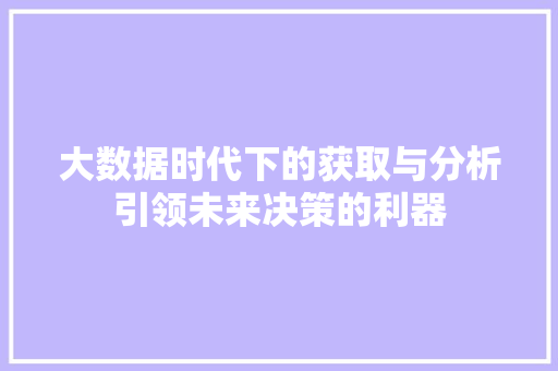 大数据时代下的获取与分析引领未来决策的利器  第1张
