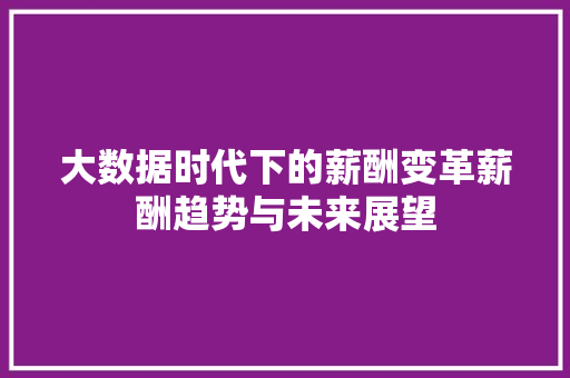 大数据时代下的薪酬变革薪酬趋势与未来展望  第1张