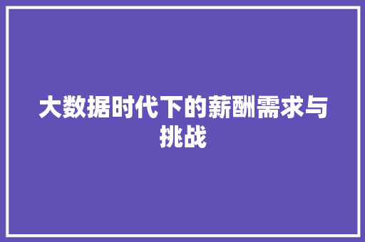 大数据时代下的薪酬需求与挑战  第1张