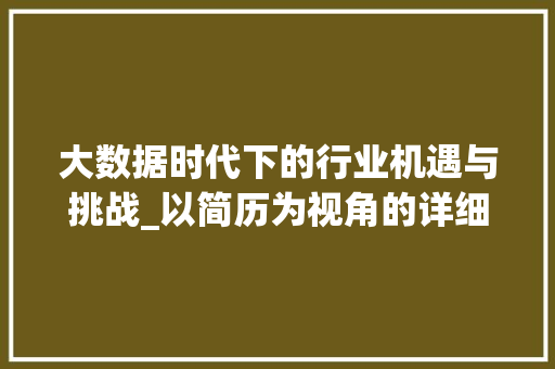 大数据时代下的行业机遇与挑战_以简历为视角的详细解读  第1张