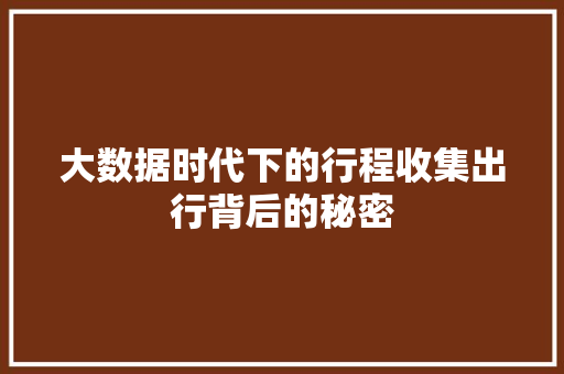 大数据时代下的行程收集出行背后的秘密  第1张