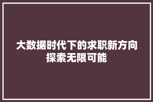 大数据时代下的求职新方向探索无限可能