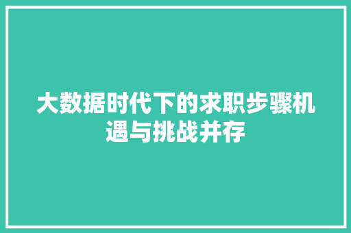 大数据时代下的求职步骤机遇与挑战并存  第1张