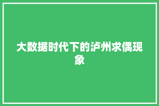 大数据时代下的泸州求偶现象  第1张