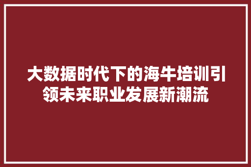 大数据时代下的海牛培训引领未来职业发展新潮流