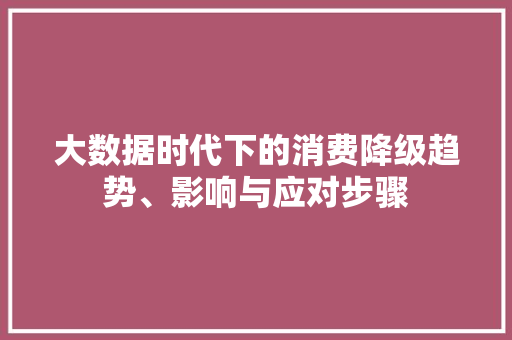 大数据时代下的消费降级趋势、影响与应对步骤