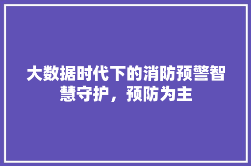 大数据时代下的消防预警智慧守护，预防为主  第1张