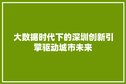 大数据时代下的深圳创新引擎驱动城市未来  第1张
