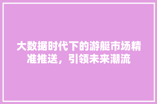 大数据时代下的游艇市场精准推送，引领未来潮流