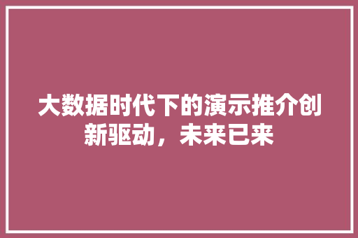 大数据时代下的演示推介创新驱动，未来已来