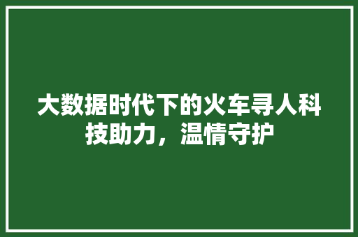 大数据时代下的火车寻人科技助力，温情守护