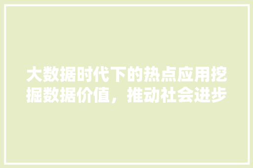 大数据时代下的热点应用挖掘数据价值，推动社会进步  第1张