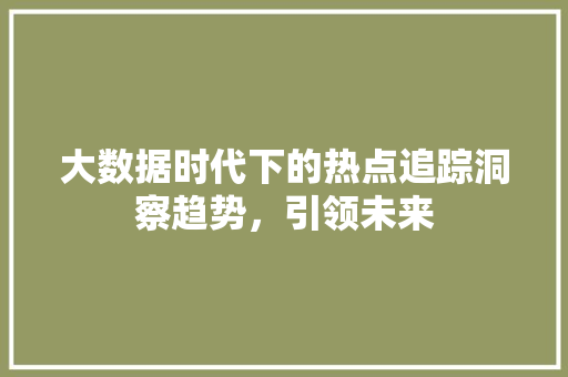 大数据时代下的热点追踪洞察趋势，引领未来  第1张