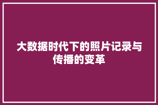 大数据时代下的照片记录与传播的变革  第1张