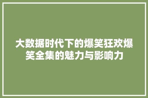 大数据时代下的爆笑狂欢爆笑全集的魅力与影响力