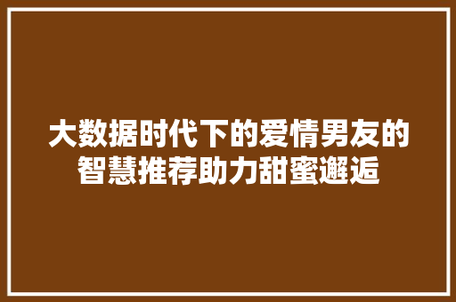 大数据时代下的爱情男友的智慧推荐助力甜蜜邂逅