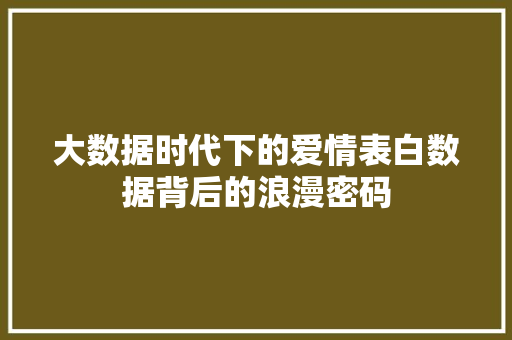 大数据时代下的爱情表白数据背后的浪漫密码