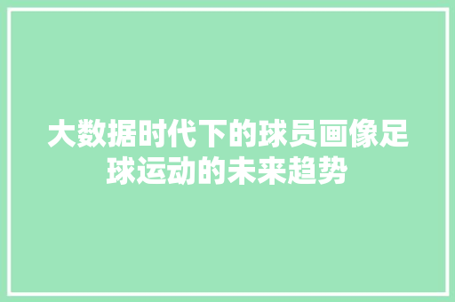 大数据时代下的球员画像足球运动的未来趋势  第1张