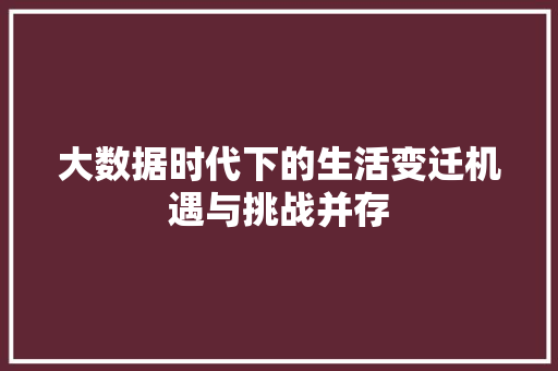 大数据时代下的生活变迁机遇与挑战并存  第1张