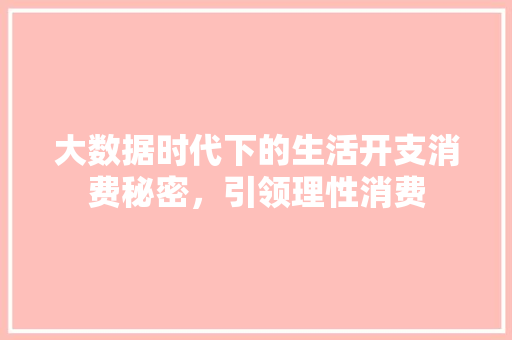 大数据时代下的生活开支消费秘密，引领理性消费