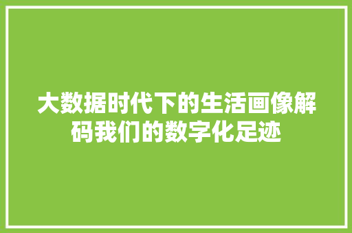大数据时代下的生活画像解码我们的数字化足迹  第1张