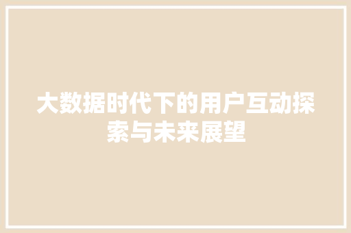 大数据时代下的用户互动探索与未来展望
