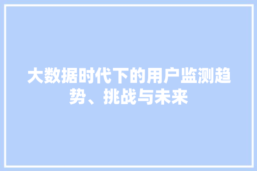 大数据时代下的用户监测趋势、挑战与未来  第1张