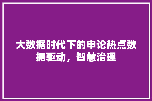 大数据时代下的申论热点数据驱动，智慧治理