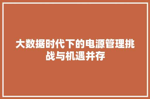 大数据时代下的电源管理挑战与机遇并存