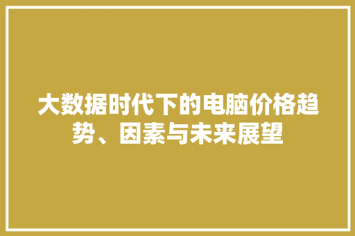 大数据时代下的电脑价格趋势、因素与未来展望