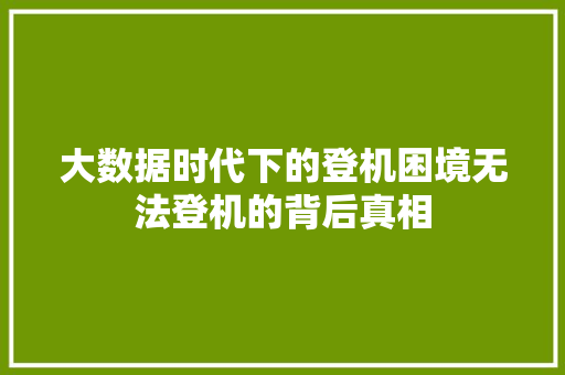 大数据时代下的登机困境无法登机的背后真相
