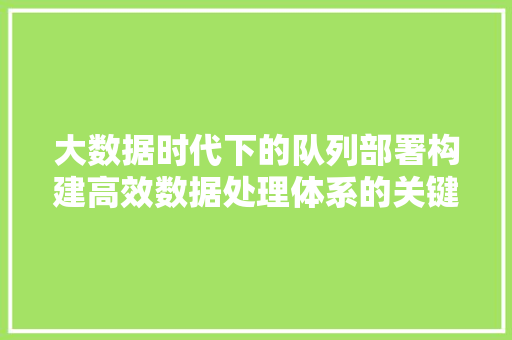大数据时代下的队列部署构建高效数据处理体系的关键  第1张