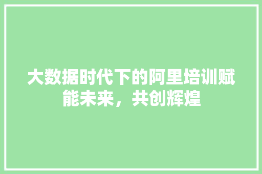 大数据时代下的阿里培训赋能未来，共创辉煌  第1张