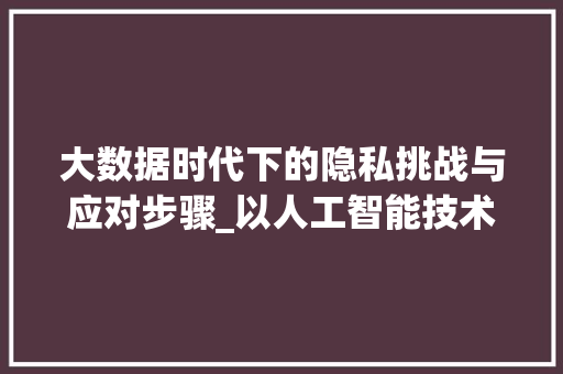 大数据时代下的隐私挑战与应对步骤_以人工智能技术为例  第1张