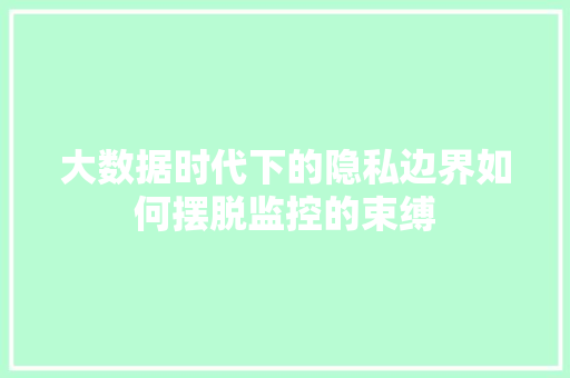 大数据时代下的隐私边界如何摆脱监控的束缚  第1张