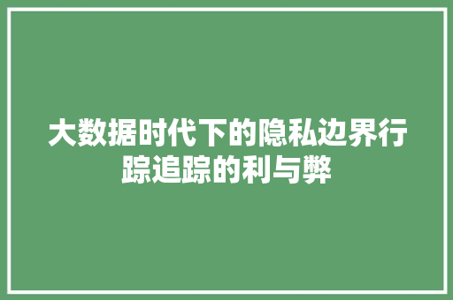 大数据时代下的隐私边界行踪追踪的利与弊  第1张