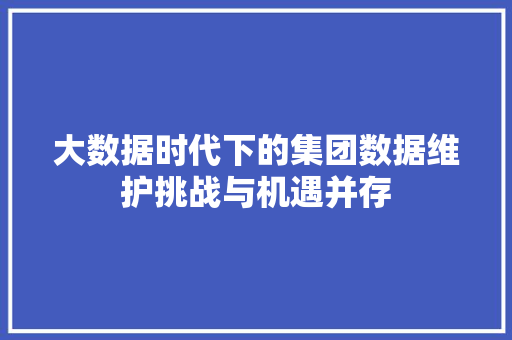 大数据时代下的集团数据维护挑战与机遇并存  第1张