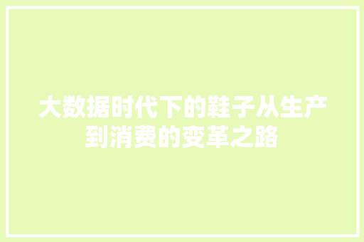 大数据时代下的鞋子从生产到消费的变革之路  第1张