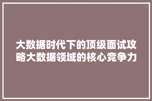 大数据时代下的顶级面试攻略大数据领域的核心竞争力  第1张