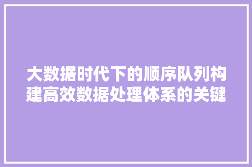 大数据时代下的顺序队列构建高效数据处理体系的关键
