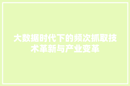 大数据时代下的频次抓取技术革新与产业变革